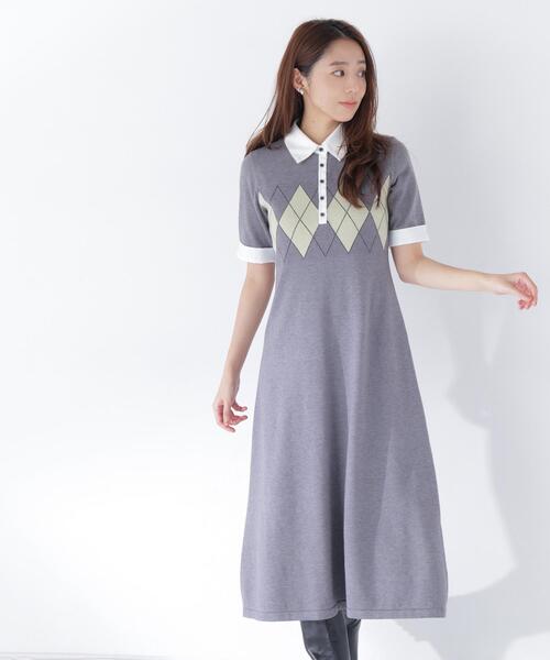 NATURAL BEAUTY BASIC（ナチュラルビューティーベーシック）の「襟付きニットワンピース（ワンピース・レディース・ネイビー/グレー系その他/ブラック系その他2・P/S/MEDIUM）」の18枚目の写真