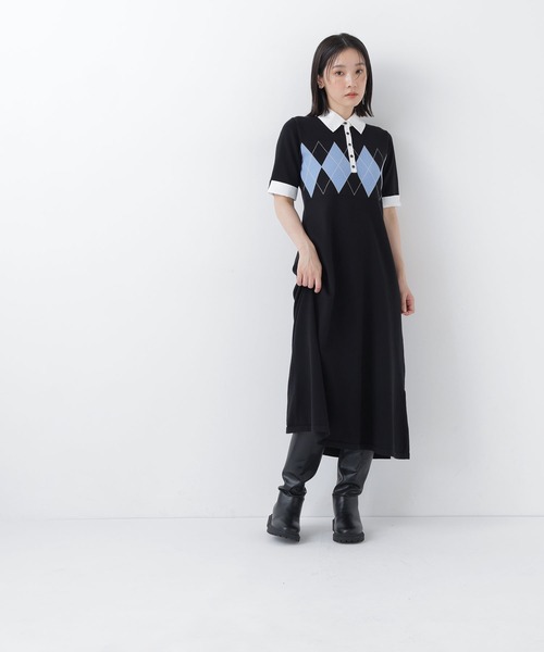 NATURAL BEAUTY BASIC（ナチュラルビューティーベーシック）の「襟付きニットワンピース（ワンピース・レディース・ネイビー/グレー系その他/ブラック系その他2・P/S/MEDIUM）」の5枚目の写真
