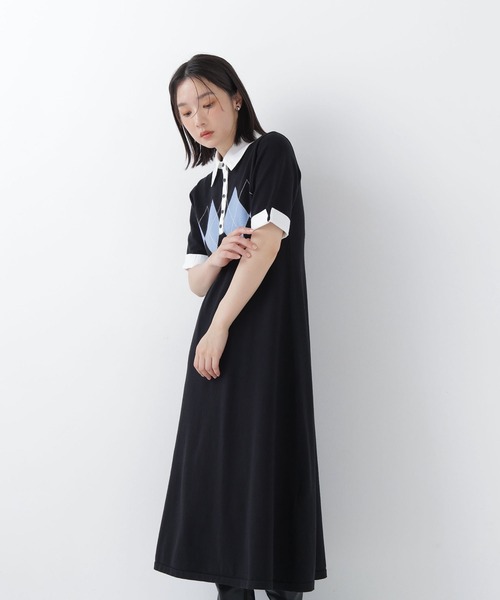 NATURAL BEAUTY BASIC（ナチュラルビューティーベーシック）の「襟付きニットワンピース（ワンピース・レディース・ネイビー/グレー系その他/ブラック系その他2・P/S/MEDIUM）」の7枚目の写真