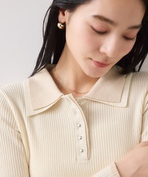 【WEB限定】ダブルカラーポロニットトップス