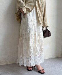 【WEB限定】レース切替ティアードスカート