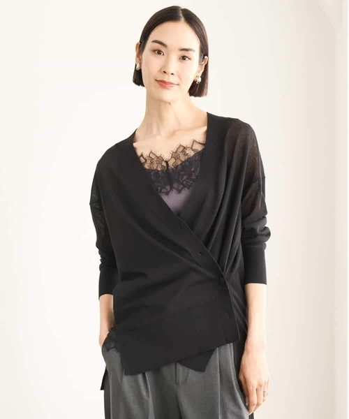 MICHEL KLEIN（ミッシェル・クラン）の「[レイヤードスタイルにおすすめ]レースキャミソール（Tシャツ/カットソー・レディース・チャコールグレー/アイボリー・38）」の4枚目の写真
