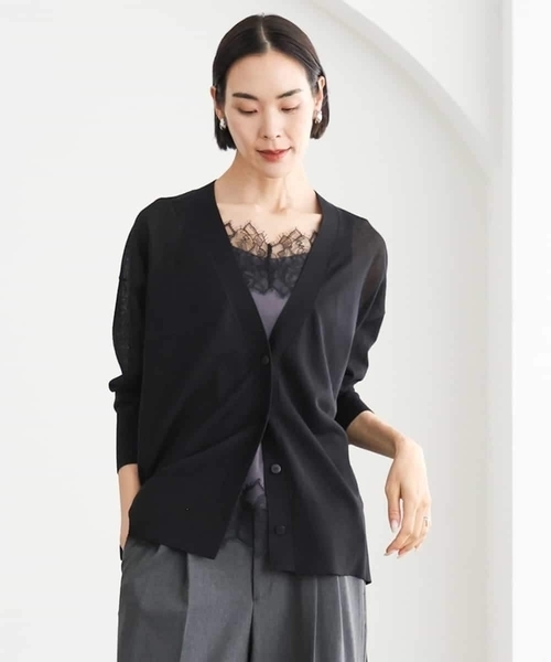 MICHEL KLEIN（ミッシェル・クラン）の「[レイヤードスタイルにおすすめ]レースキャミソール（Tシャツ/カットソー・レディース・チャコールグレー/アイボリー・38）」の5枚目の写真
