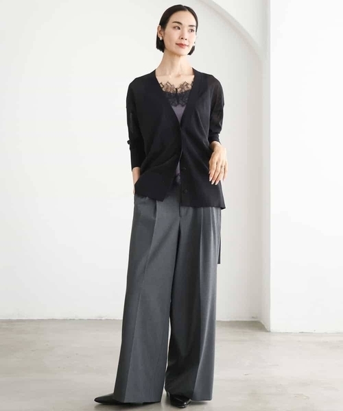 MICHEL KLEIN（ミッシェル・クラン）の「[レイヤードスタイルにおすすめ]レースキャミソール（Tシャツ/カットソー・レディース・チャコールグレー/アイボリー・38）」の15枚目の写真