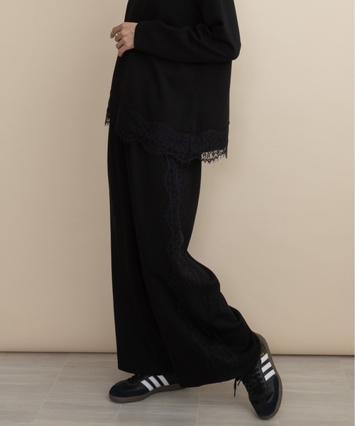 lodie(ロディ)の「【セットアップ可】サイドレース ポンチワイドパンツ(その他パンツ・レディース・ブラック/チャコールグレー・FREE)」の1枚目の写真