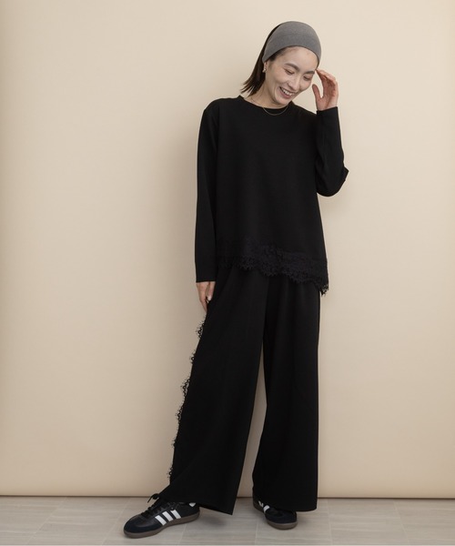 lodie(ロディ)の「【セットアップ可】サイドレース ポンチワイドパンツ(その他パンツ・レディース・ブラック/チャコールグレー・FREE)」の3枚目の写真
