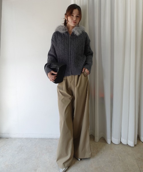 CORNERS（コーナーズ）の「2wayファー付きニットパーカー（パーカー・レディース・ブラック/ベージュ系その他/チャコールグレー/ベージュ/ホワイト・M）」の22枚目の写真