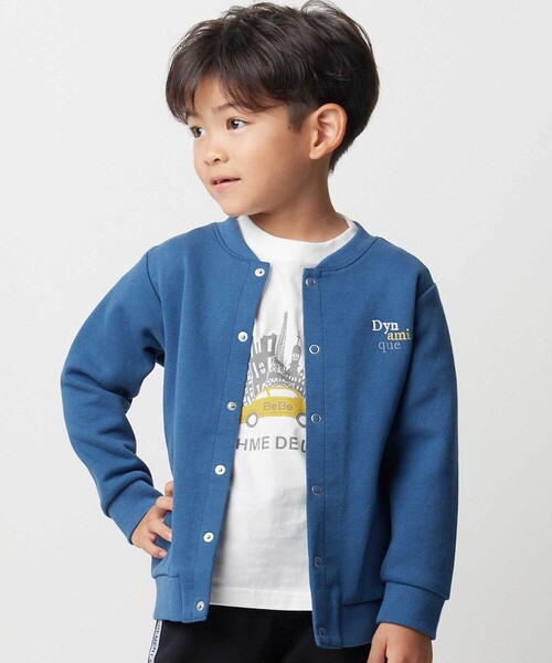 BeBe(ベベ)の「カノコ長袖カーディガン+天竺ドライビングプリント半袖Tシャツ セット(90~140cm)(カーディガン/ボレロ・キッズ・グリーン/ブルー・110cm/140cm/100cm/120cm/130cm)」の2枚目の写真
