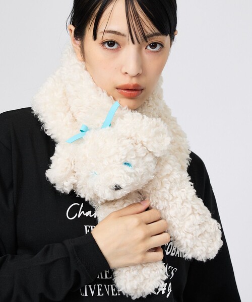 Casselini（キャセリーニ）の「【Casselini/キャセリーニ】ドッグモチーフマフラー/犬/ドッグ/マフラー（マフラー・レディース・ブラック/ベージュ/ホワイト/その他・フリー）」の3枚目の写真