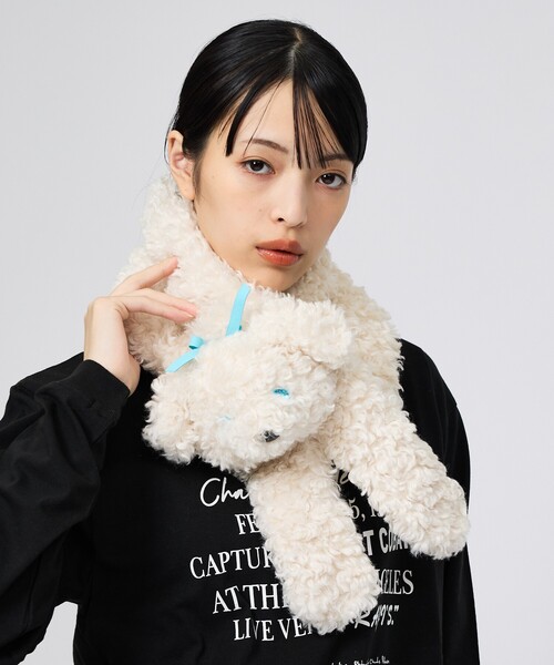 Casselini（キャセリーニ）の「【Casselini/キャセリーニ】ドッグモチーフマフラー/犬/ドッグ/マフラー（マフラー・レディース・ブラック/ベージュ/ホワイト/その他・フリー）」の6枚目の写真