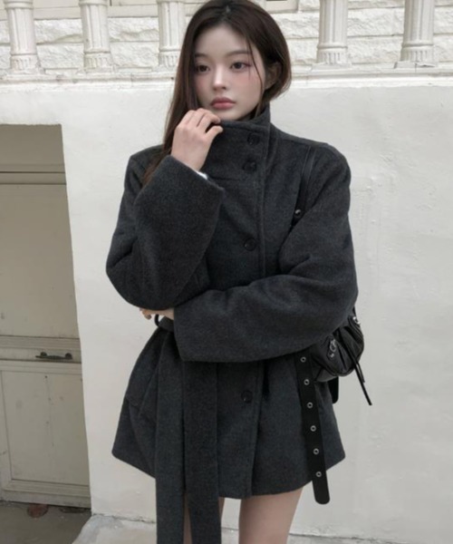 semplice(センプリチェ)の「ショートコート【韓国ファッション】(その他アウター・レディース・キャメル/グレー/ベージュ・F)」の12枚目の写真