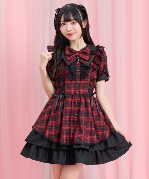 Secret Honey(シークレットハニー)の「サイドレースアップバッスルワンピース(ワンピース・レディース・レッド/ブラック・MEDIUM)」の4枚目の写真
