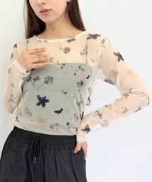 花柄シアーカットソー