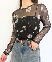 花柄シアーカットソー