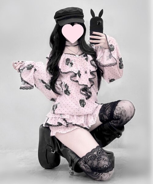 OLIVE des OLIVE（オリーブデオリーブ）の「【インフルエンサー企画】miko rose skirt pants（スカート・レディース・ブラック/ピンク・FREE）」の14枚目の写真
