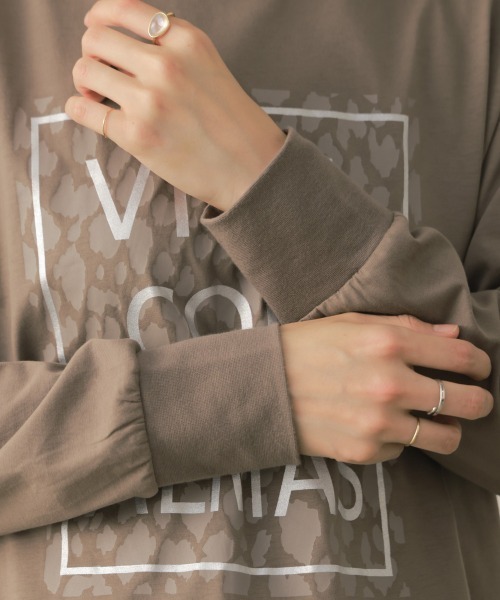 Bou Jeloud（ブージュルード）の「レオパードパネルロゴプルオーバー（Tシャツ/カットソー・レディース・ブラック/モカ・FREE）」の3枚目の写真