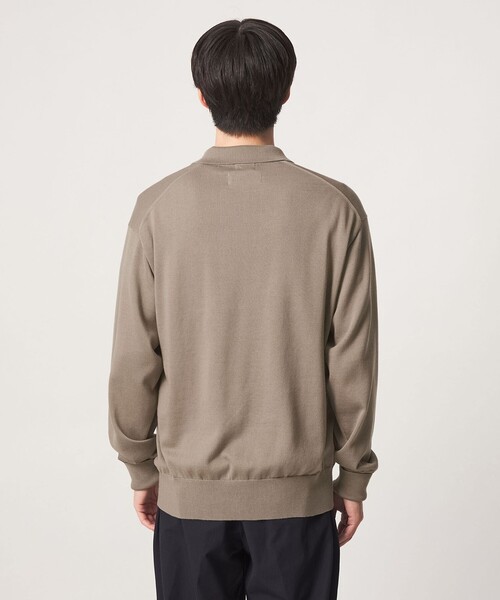 green label relaxing（グリーンレーベルリラクシング）の「FINE BASIC アメリカンシーアイランドコットン 長袖 ニットポロシャツ（ポロシャツ・メンズ・ベージュ/ダークグレー・XL/M/L）」の11枚目の写真