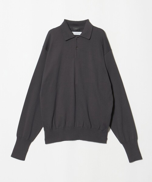 green label relaxing（グリーンレーベルリラクシング）の「FINE BASIC アメリカンシーアイランドコットン 長袖 ニットポロシャツ（ポロシャツ・メンズ・ベージュ/ダークグレー・XL/M/L）」の8枚目の写真