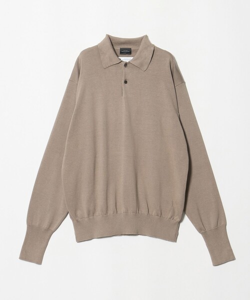 green label relaxing（グリーンレーベルリラクシング）の「FINE BASIC アメリカンシーアイランドコットン 長袖 ニットポロシャツ（ポロシャツ・メンズ・ベージュ/ダークグレー・XL/M/L）」の17枚目の写真