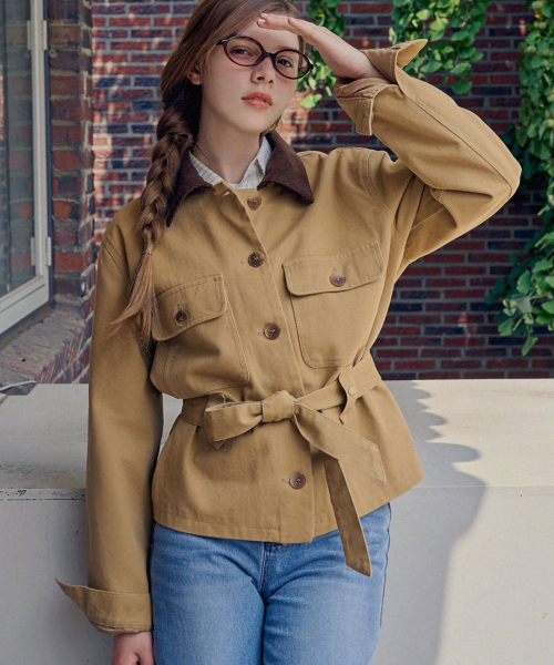 SLOWLOLLI(スローローリ)の「Belted cotton work jacket_2 Colors(デニムジャケット・レディース・その他・FREE)」の1枚目の写真