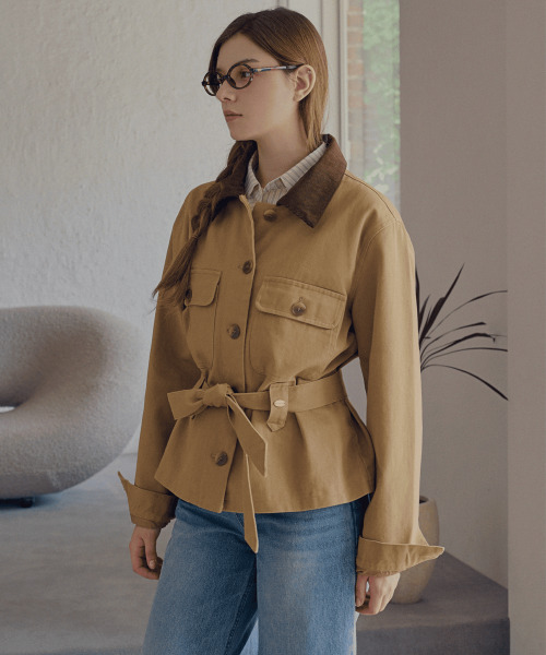 SLOWLOLLI(スローローリ)の「Belted cotton work jacket_2 Colors(デニムジャケット・レディース・その他・FREE)」の3枚目の写真