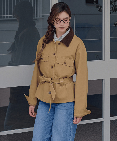 SLOWLOLLI(スローローリ)の「Belted cotton work jacket_2 Colors(デニムジャケット・レディース・その他・FREE)」の4枚目の写真