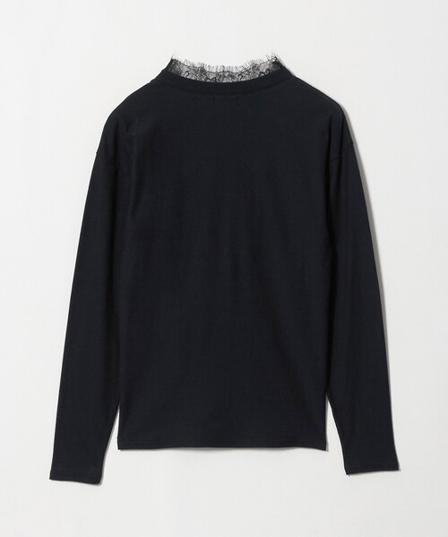 ATTISESSION(アティセッション)の「<ATTISESSION>レーストリム Vネック ロングスリーブ カットソー(Tシャツ/カットソー・レディース・ブラック/ホワイト・FREE)」の3枚目の写真