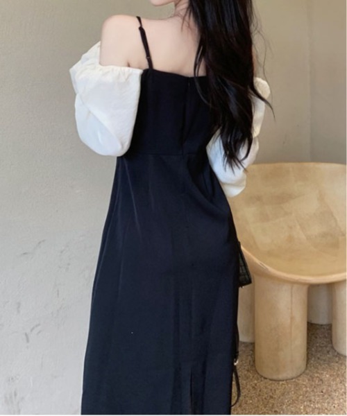 &soiree(アンドソワレ)の「リボンオフショルミディ丈ワンピース(ワンピース・レディース・ブラック・SMALL/MEDIUM/LARGE/X-LARGE)」の5枚目の写真