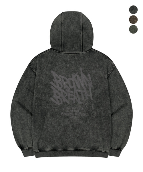 BROWNBREATH(ブラウンブレス)の「ヴィンテージウォッシュ タグ付きフードジップアップ(パーカー・レディース・ブラウン/カーキ/チャコール・SMALL/MEDIUM/LARGE/X-LARGE)」の2枚目の写真