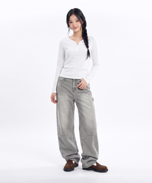 RANDOMOFF（ランダムオフ）の「BTB：カーブパネルジーンズ [GRAY CORE]（デニムパンツ・レディース・グレー系・LARGE/MEDIUM/SMALL/X-LARGE）」の2枚目の写真
