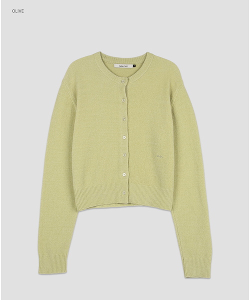 ATELIER NAIN（アトリエナイン）の「(CD-2287)AN VELVET ROUND NECK KNIT CARDIGAN（カーディガン/ボレロ・レディース・ライトグレー/オリーブ/ライトピンク・FREE）」の2枚目の写真