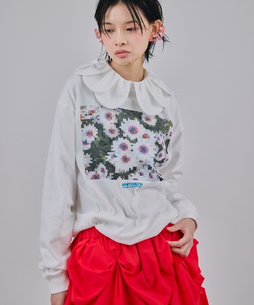 ★NONTOKYO ノントーキョー フォトプリント シャツ アート柄 昭和レトロ NON TOKYO/ノントーキョー/PRINT L/S T-SHIRT(MOSAIC FLOWER)プリント