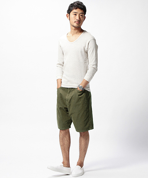 BEAMS（ビームス）の「BEAMS / バギーコーデュロイショーツ（その他パンツ・メンズ・セージグリーン/ブラウン・LARGE/SMALL/MEDIUM）」の4枚目の写真