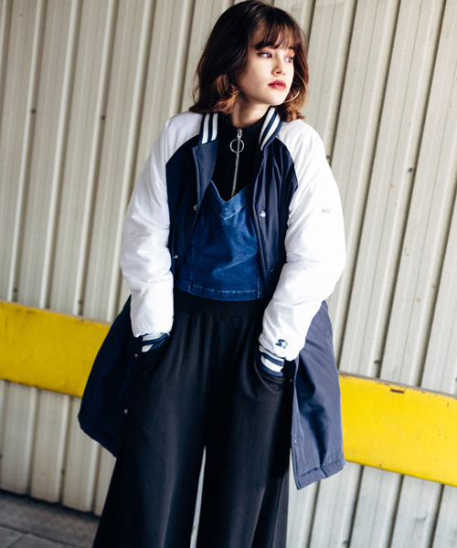 X Girl エックスガール の X Girl Starter Black Label Long Coat スタジャン Wear