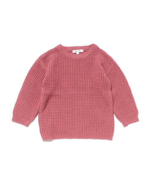 GLOBAL WORK（グローバルワーク）の「【キッズ】ワッフルビッグニットクループルオーバー/741228 （ニット/セーター・キッズ・グリーン/ホワイト/ワインレッド/ライトピンク・X-LARGE/LARGE/SMALL/MEDIUM）」の3枚目の写真
