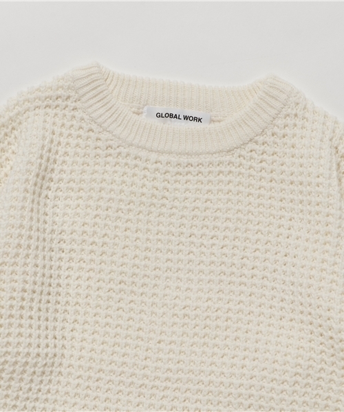 GLOBAL WORK（グローバルワーク）の「【キッズ】ワッフルビッグニットクループルオーバー/741228 （ニット/セーター・キッズ・グリーン/ホワイト/ワインレッド/ライトピンク・X-LARGE/LARGE/SMALL/MEDIUM）」の6枚目の写真