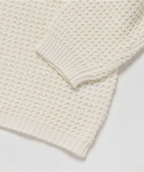 GLOBAL WORK（グローバルワーク）の「【キッズ】ワッフルビッグニットクループルオーバー/741228 （ニット/セーター・キッズ・グリーン/ホワイト/ワインレッド/ライトピンク・X-LARGE/LARGE/SMALL/MEDIUM）」の7枚目の写真