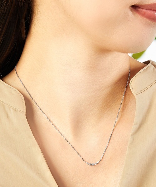 va vendome aoyama（ヴイエーヴァンドームアオヤマ）の「シルバー ジルコニアラインネックレス（ネックレス・レディース・ピンクゴールド/シルバー/イエローゴールド・40cm）」の12枚目の写真