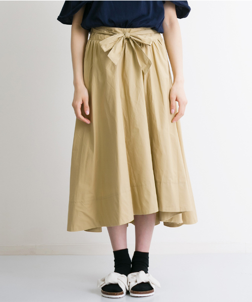 MERLOT（メルロー）の「リボンベルト付テールカットスカート 4967（スカート・レディース・ブラック/イエロー/ブルー/チェリーピンク/ベージュ・FREE）」の3枚目の写真