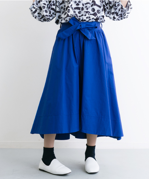 MERLOT（メルロー）の「リボンベルト付テールカットスカート 4967（スカート・レディース・ブラック/イエロー/ブルー/チェリーピンク/ベージュ・FREE）」の4枚目の写真