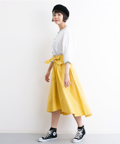 MERLOT（メルロー）の「リボンベルト付テールカットスカート 4967（スカート・レディース・ブラック/イエロー/ブルー/チェリーピンク/ベージュ・FREE）」の18枚目の写真