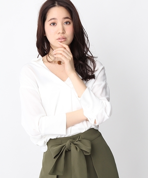 Andemiu（アンデミュウ）の「バックリボンブラウス7分袖753092（シャツ/ブラウス・レディース・ライトブルー/オフホワイト/ピンク・FREE）」の15枚目の写真