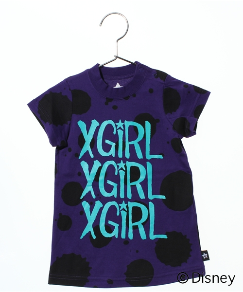 X-girl Stages(エックスガールステージス)の「DRIP MICKEY S/S T DRESS(ワンピース・キッズ・ホワイト/パープル・12M/2T/3T)」の1枚目の写真