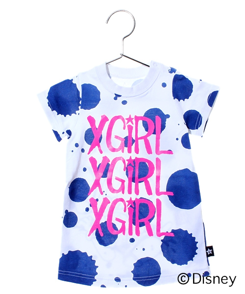 X-girl Stages(エックスガールステージス)の「DRIP MICKEY S/S T DRESS(ワンピース・キッズ・ホワイト/パープル・12M/2T/3T)」の2枚目の写真