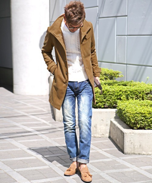 BILL ROCHES ダブル ロングコート イタリアン ウール カシミヤ L BILL ROCHES ダブル ロングコート イタリアン ウール カシミヤ L