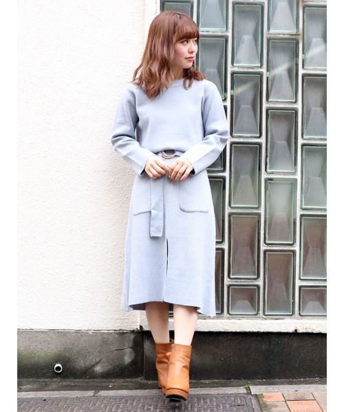 dazzlin（ダズリン）の「ベルト付ニットロングワンピース（ワンピース
