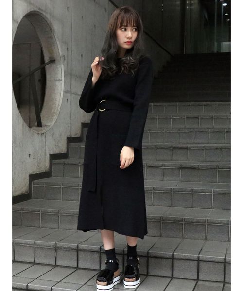 dazzlin（ダズリン）の「ベルト付ニットロングワンピース（ワンピース