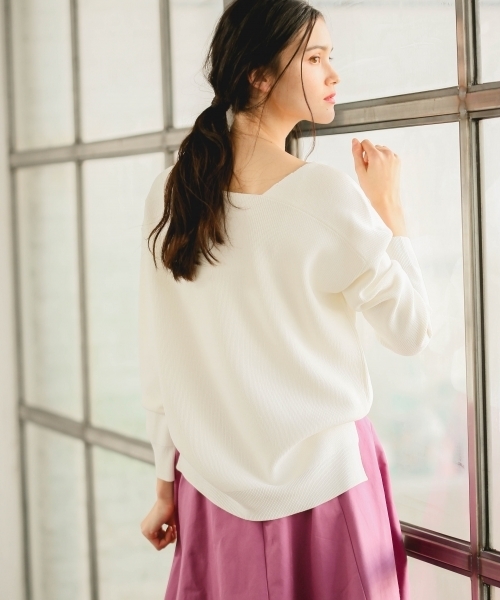 A part by(アパートバイ)の「12GRyNyアゼVPO/LS 782522(ニット/セーター・レディース・ホワイト/ネイビー/イエロー・FREE)」の10枚目の写真