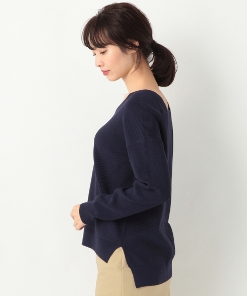 A part by(アパートバイ)の「12GRyNyアゼVPO/LS 782522(ニット/セーター・レディース・ホワイト/ネイビー/イエロー・FREE)」の7枚目の写真