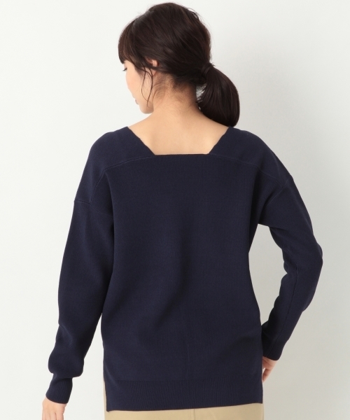 A part by(アパートバイ)の「12GRyNyアゼVPO/LS 782522(ニット/セーター・レディース・ホワイト/ネイビー/イエロー・FREE)」の4枚目の写真